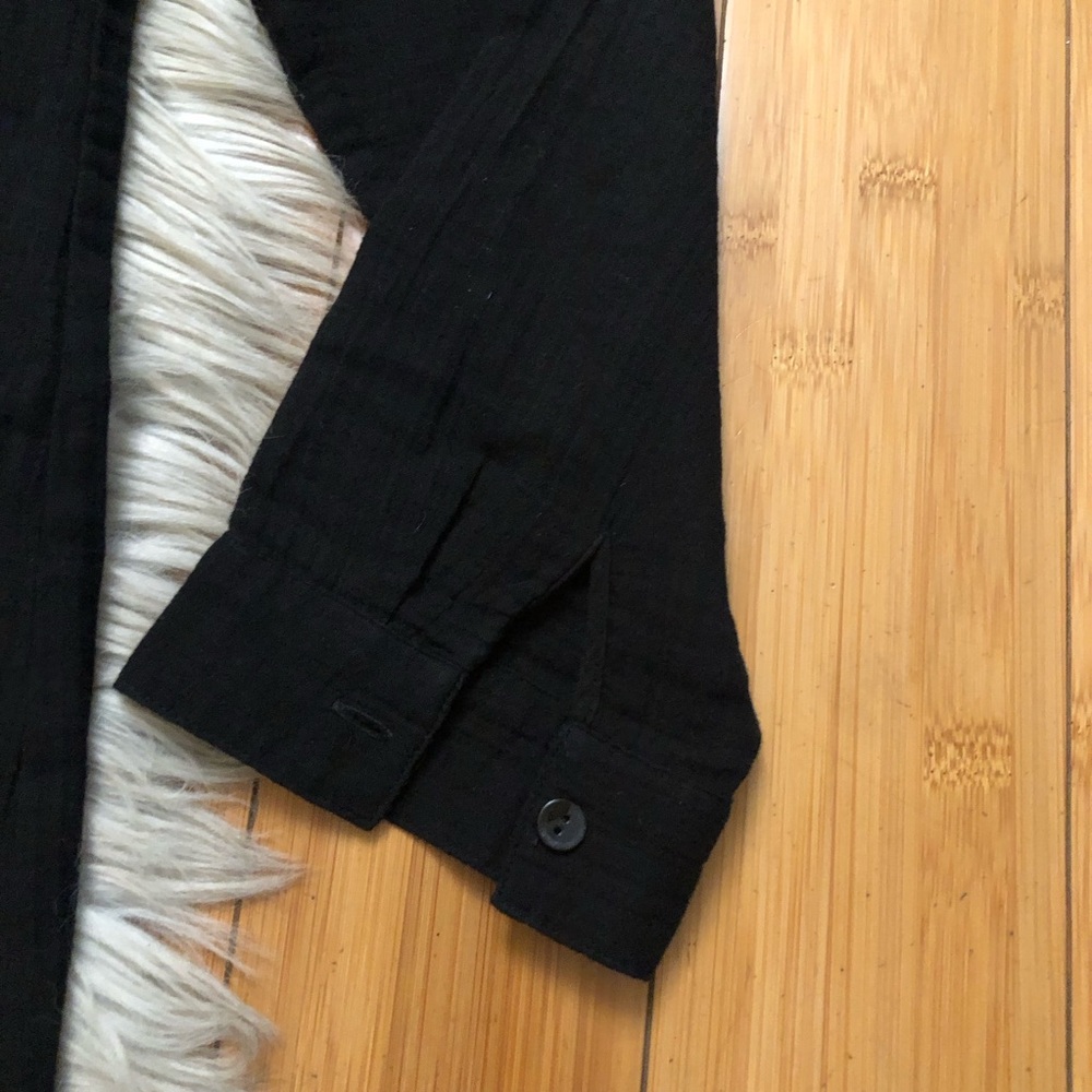 Eileen Fisher Organic Cotton Collarless Long Sleeves Black Shirt Dress size L - Picture 5 of 10